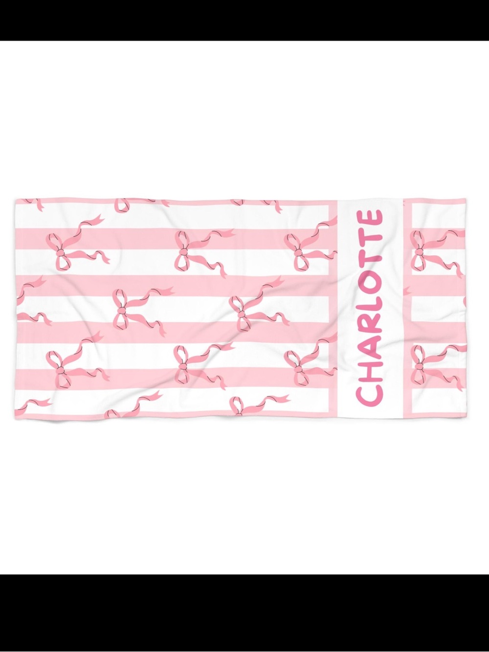 Personalized (Jewel) Pink & White Striped Beach Towel with Bows